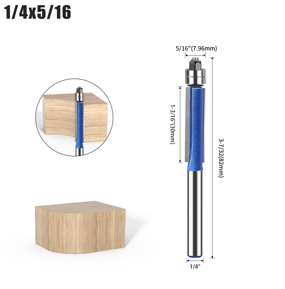 6mm Biaxiale Trimmen Tool Dubbele Lager Carbide Flush Trim Router Bit voor houtsnijwerk Cutter Frees Houtbewerking gereedschap: 34mm