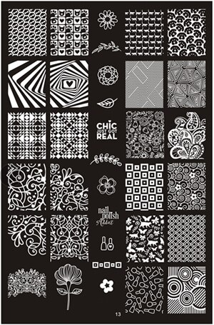 Plaques d&#39;estampage pour ongles, 14.5x9.5cm, 1 x tampon mixte en acier inoxydable, modèle pour Nail Art, outils de manucure: 13