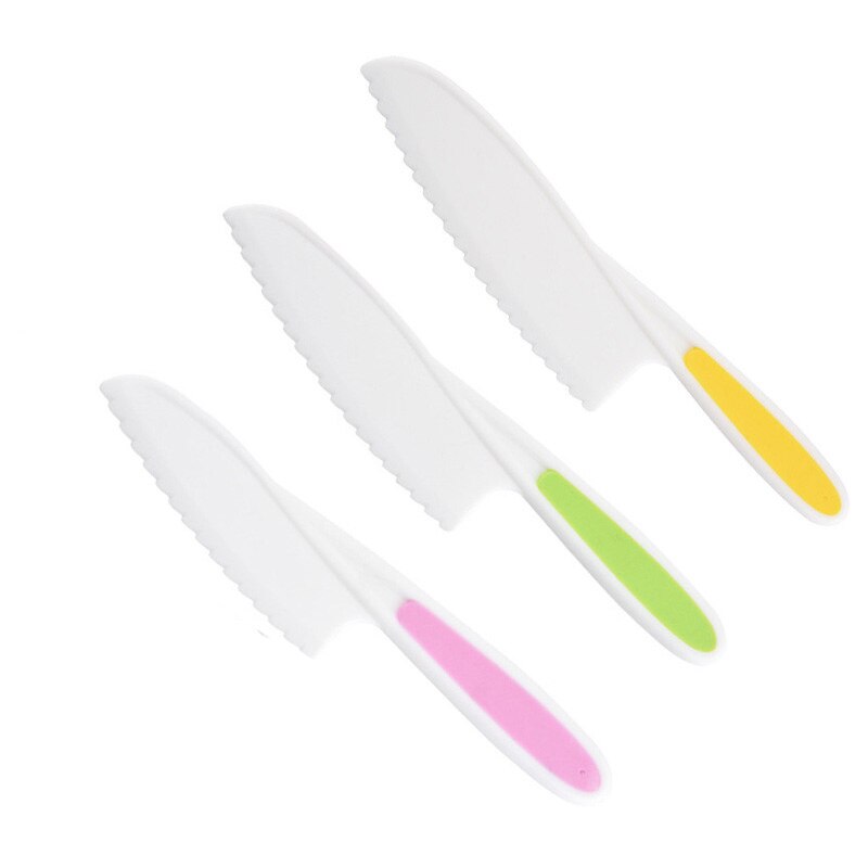 3Pcs Kids Safety Sawtooth Cutter Plastic Fruit Knife Childrens Chef for Bread Lettuce Toddler Cooking Knives Children DIY Tools