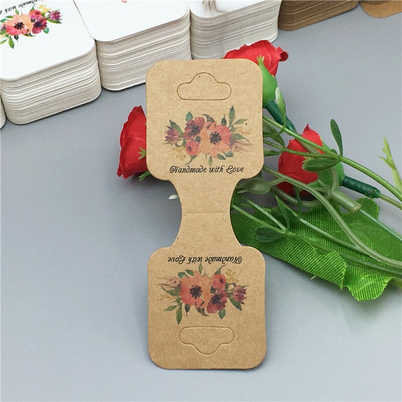100pcs Kraft di Carta di Nuovo Modo Della Collana Tag 9x3.5cm Flamingo/Bello Del Fiore Dei Monili display Hang Etichette carta: c7