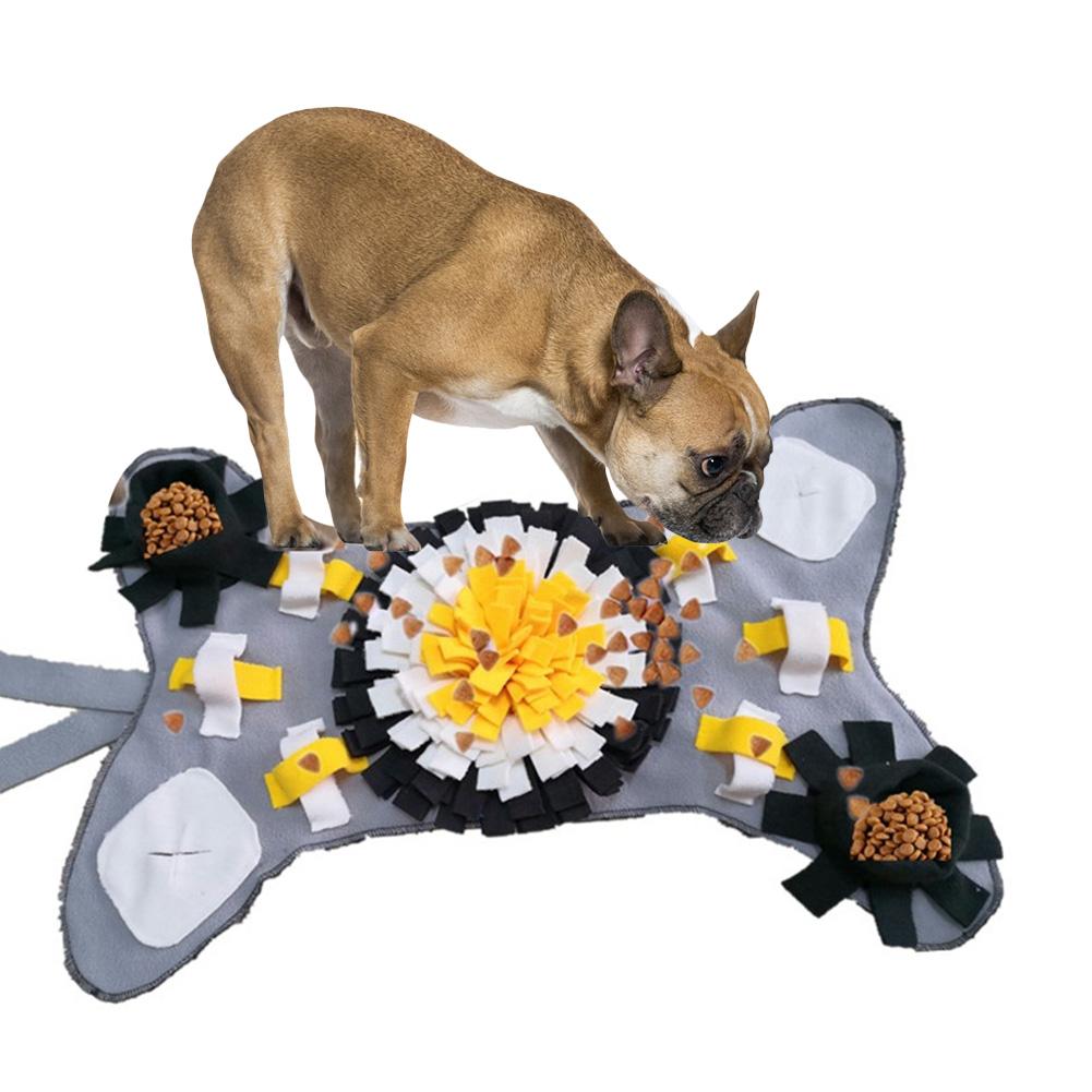 Kæledyr hund fodermåtte kæledyr hund sniffemåtte træningstæppe hundeforbrug langsom mad puslespil tæppe knogleform: Hvid