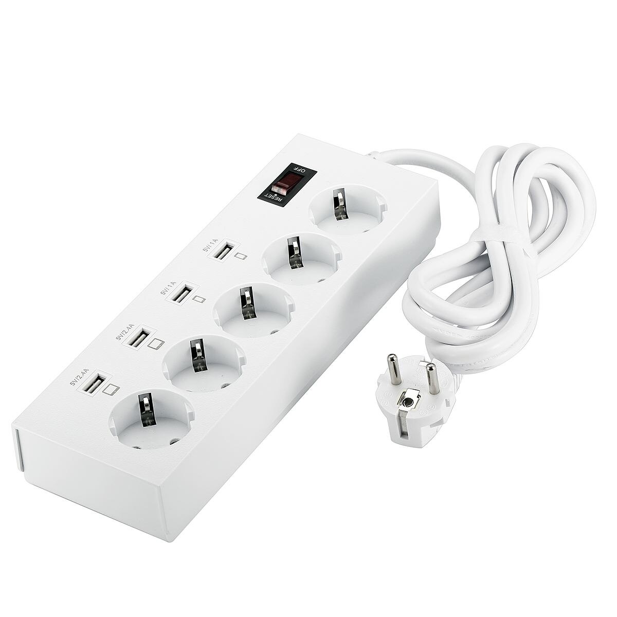 LEORY 5 Outlet 4 USB AC Sockets EU Strip Power Snellader met Snel Opladen Poorten USB3.0 Met 1.8 m verlengkabel