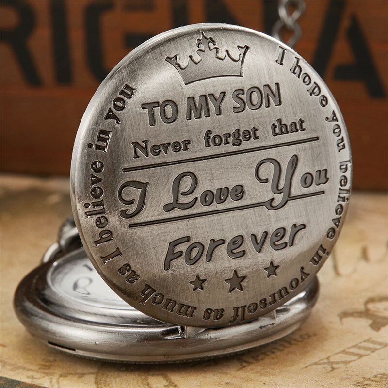 Beste Aan Mijn Zoon I Love U Zoon Meisjes Jongens Aanwezig Luxe Gold Steampunk Zakhorloge FOB Ketting Voor ketting Hanger Watche