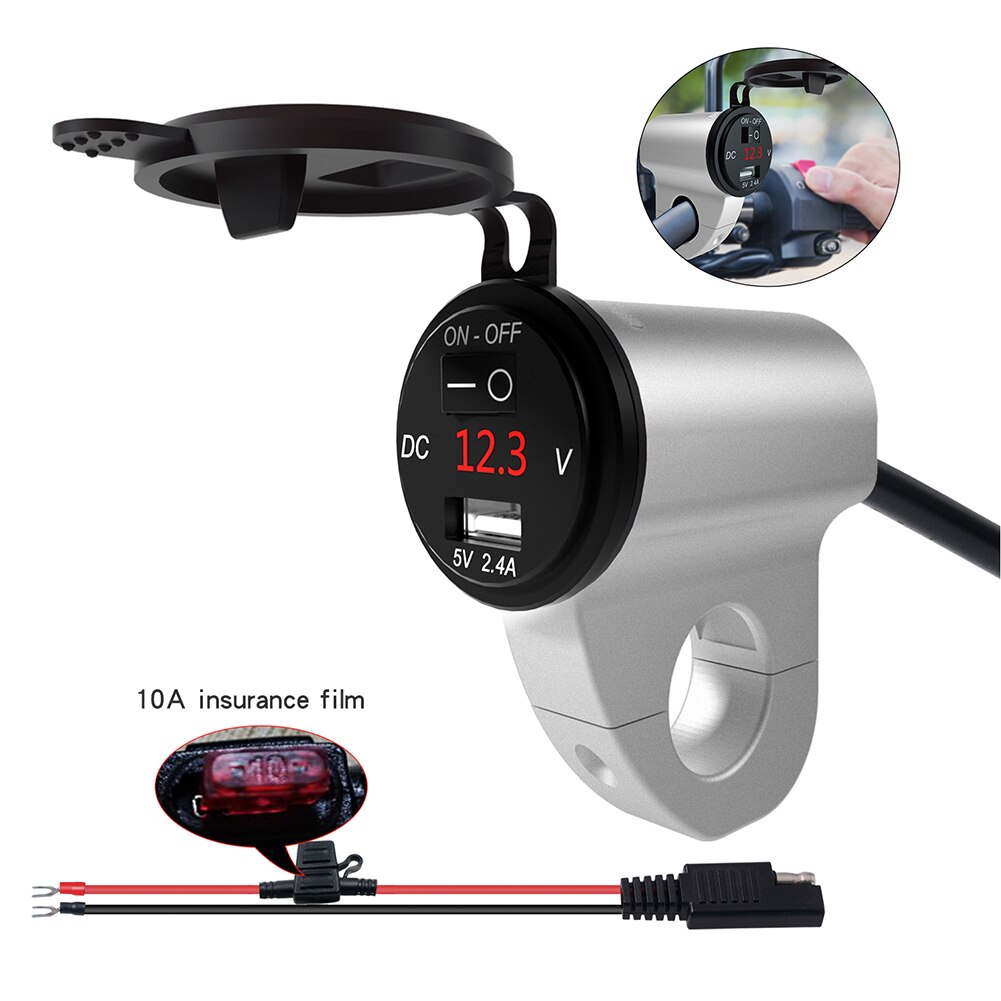 12v qc3.0 dubbele usb 2.4a motorfiets telefoonladers waterdicht super snel opladen met voltmeter schakelaar lijn motorfiets accessoires