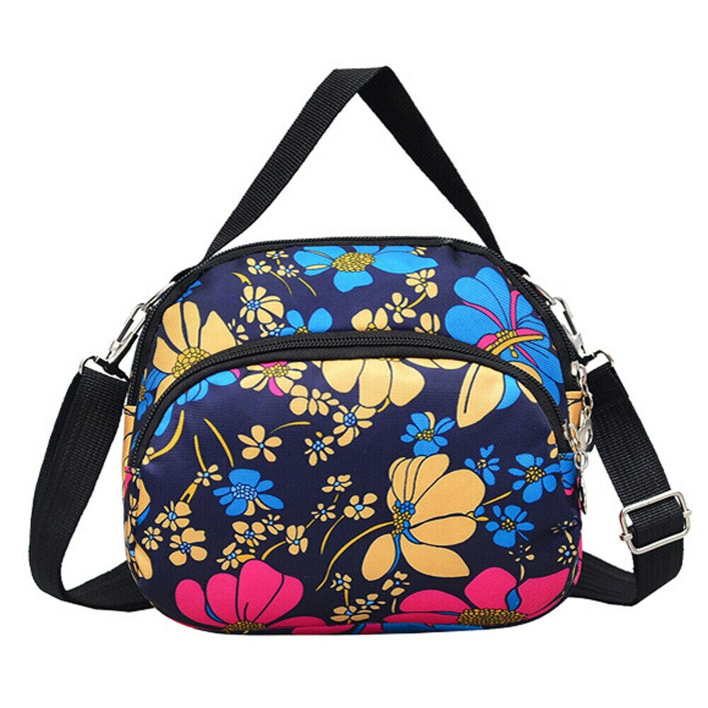 Women Nylon Zipper Shoulder Messenger Handbag Bag Floral Travel Bags: C