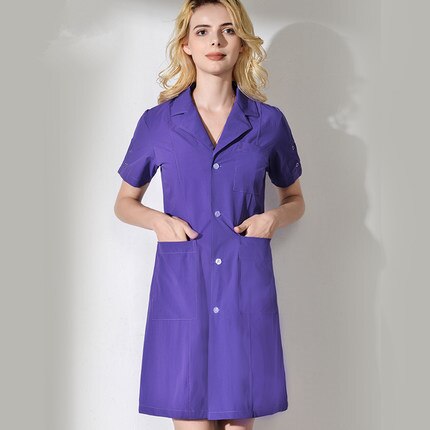 Koreaanse versie van witte jas artsen dragen korte mouwen schoonheidssalon uniform tandartsen medische plastic ziekenhuis huid management: Paars / XXL