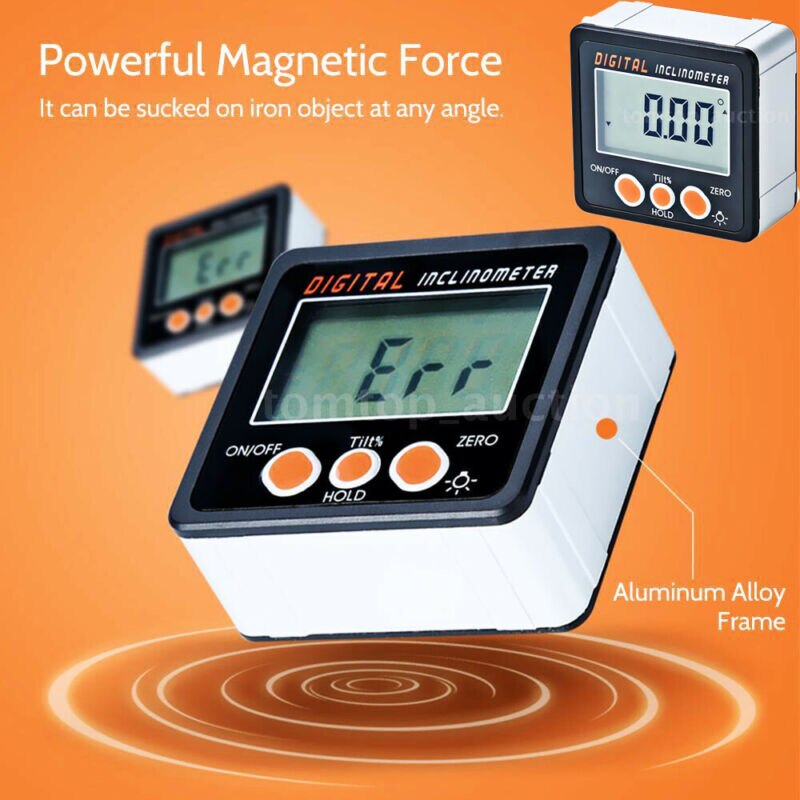 Mini Digital Inclinometer Electronic Protractor Magnetic Base 360 Degrees LCD Bevel Box Level Measuring Tool Angle Gauge Meter