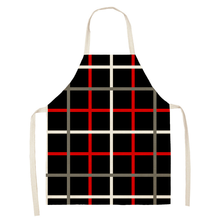 Creatieve Geometrische Patroon Schort Keuken Linnen Schort Vlekbestendig Mouwloze Halter Bib Chef Kok Dragen Kapper Bib: 2 / 68x55cm adults size