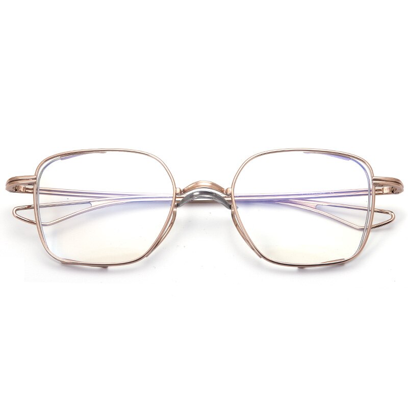 Pure Titanium Men Myopia Glasses Frame Square Optical Prescription Eyeglasses Japanese Handmade Gold-Rimmed Ultralight Eyewear: Rose Gold