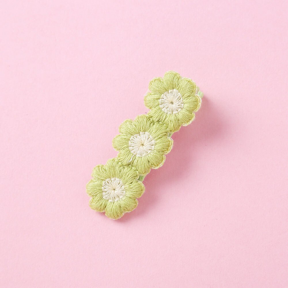 Cute Fabric Children's Hair Accessories Solid Color Wool Sunflower Hairpin Girls Word Clip Ponytail Clip Side Clip: LH072-07