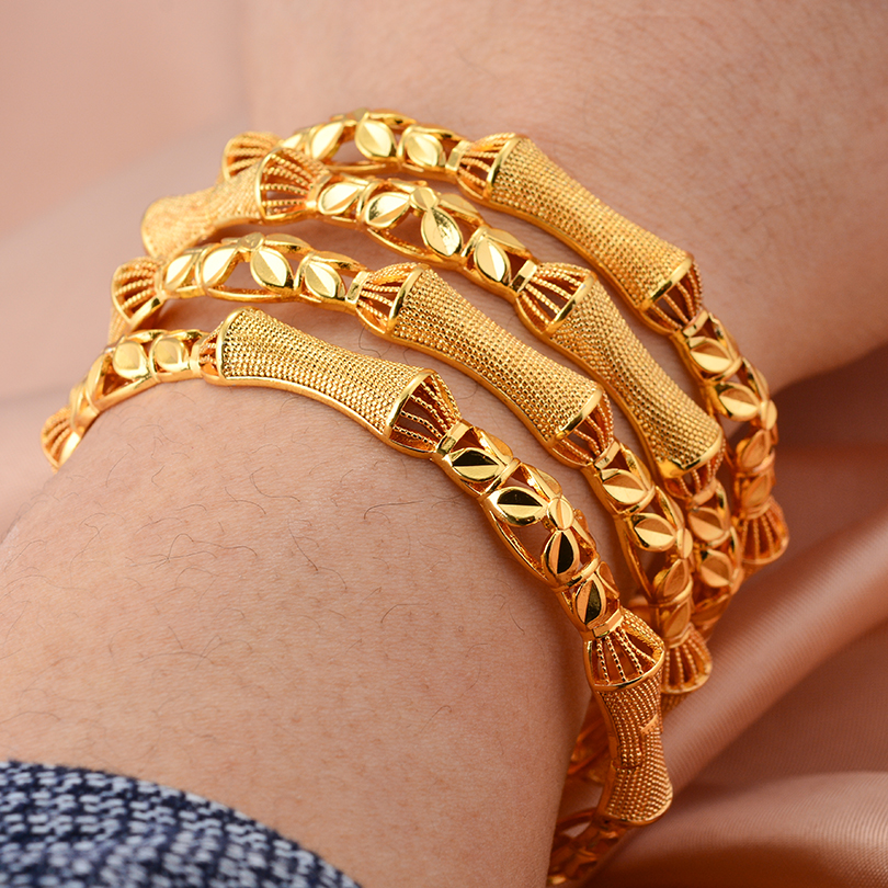 Bracelet manchette couleur or dubaï 24K pour femmes, bijoux éthiopiens, bijoux de mariage africains, de fête: Plaqué argent antique