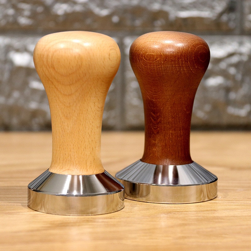 Espresso Koffie Tamper Flat Base Rimpel Natuurlijke Kleur Koffie Sabotage Machine Drukt Flat Base Barista Accessoires 51 Mm/58mm