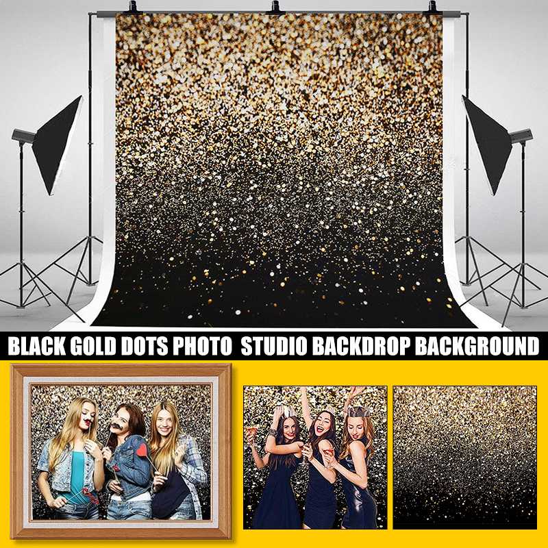 Fotografische Achtergrond Vinyl Party Glitter Zwarte Goud Dot Photo Studio Achtergrond Fotografie Achtergrond Voor Foto Studio