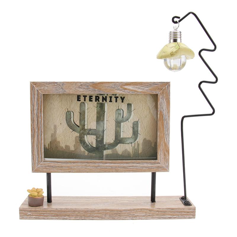 Marco de fotos de doble cara de 6 pulgadas Estilo nórdico marco de fotos de escritorio con luz: 1