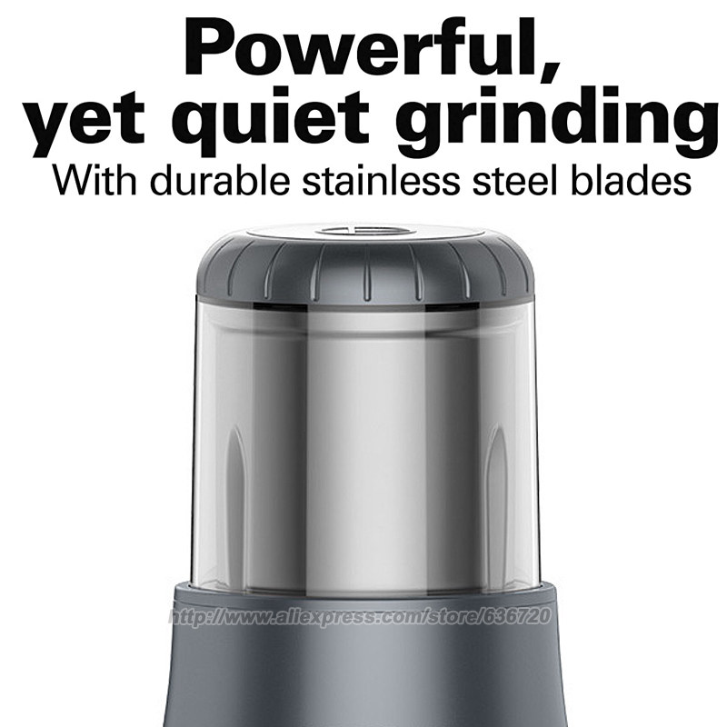 Moulin à café électrique pour grains, épices et autres, lames en acier inoxydable, chambre amovible, jusqu&#39;à 32 tasses