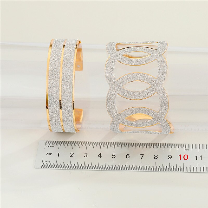 Dayoff, 1 unidad, pulsera hueca de Metal europeo para mujer, , joyería de , brazalete de mano Ancho ajustable abierto único brillante