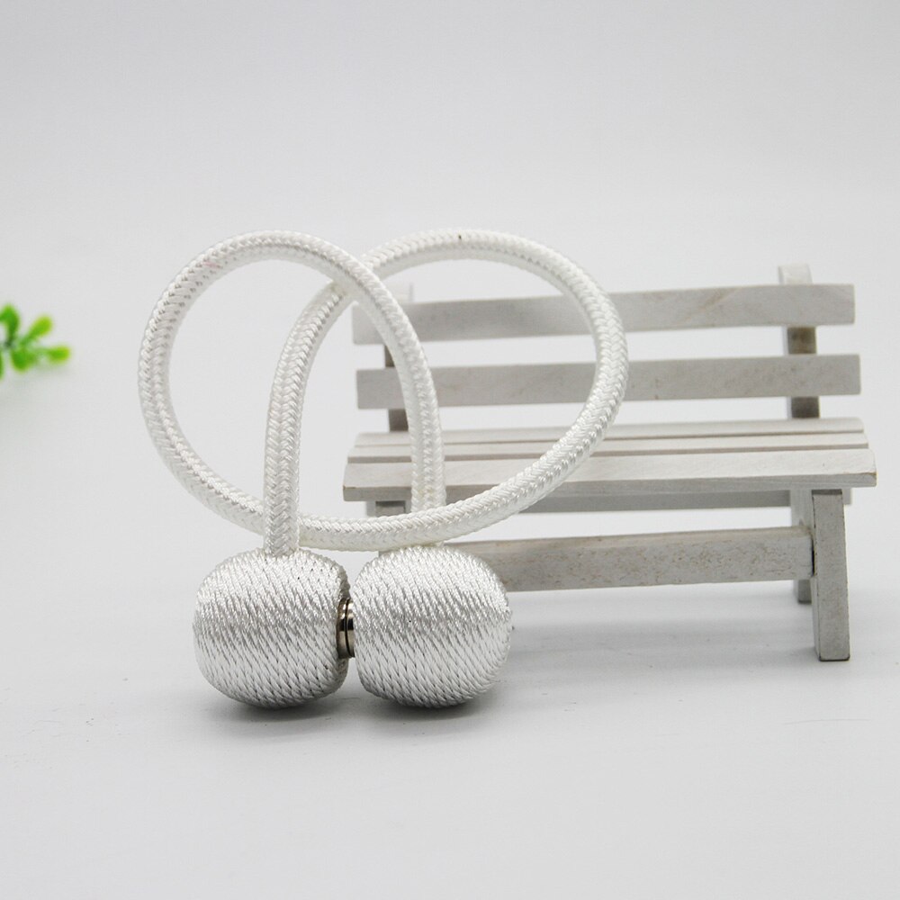 1Pc Magnetic Curtain Tieback Holder Hook Buckle Clip Curtain Tieback Polyester Decorative Home Accessorie Lanyard: white