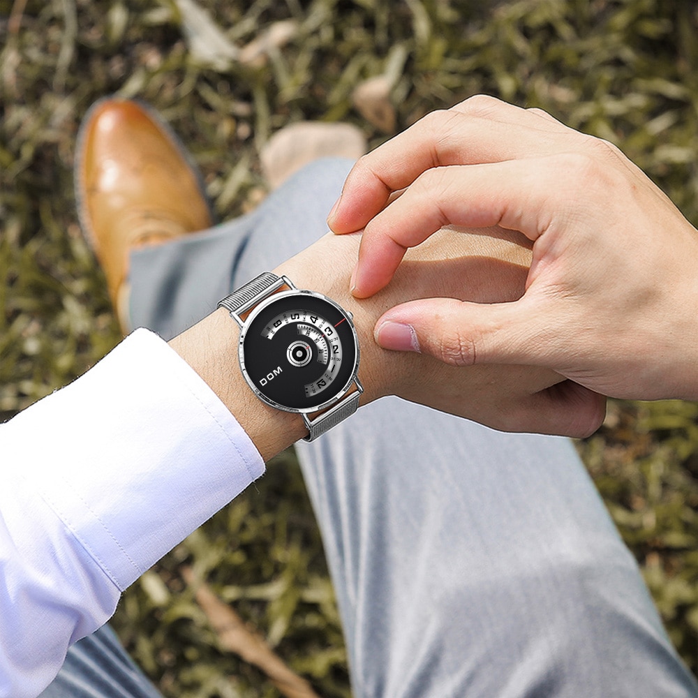 Reloj DOM para hombre, relojes deportivos casuales de superior para hombre, correa de malla de lujo, reloj de pulsera para hombre, reloj de pulsera resistente al agua a la , M-1303