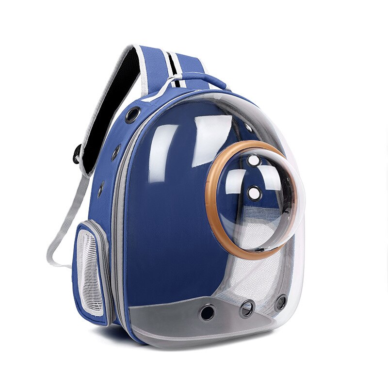 Astronaut Window Bubble Carrying Travel Bag Breathable Space Capsule Transparent Pet Carrier Bags Dog Cat Backpack: Blue