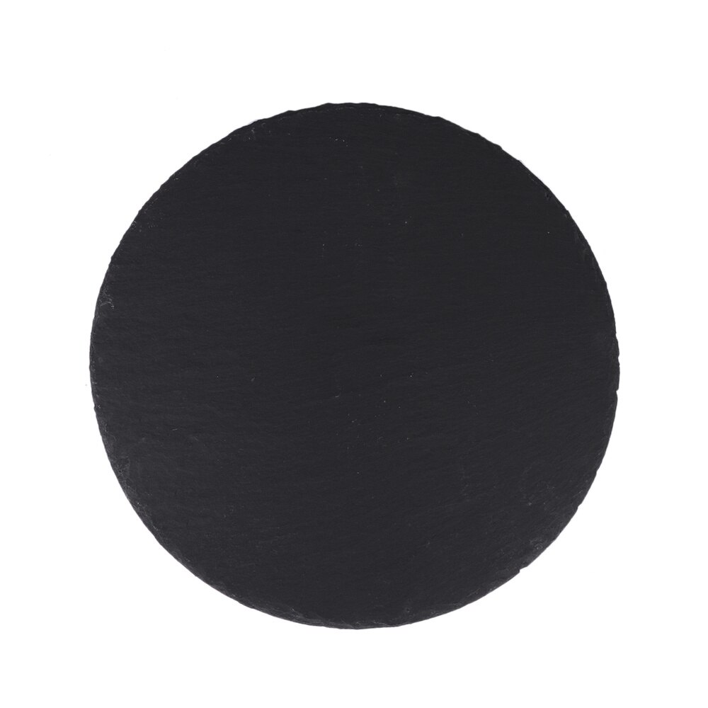 1Pc Natural Slate Plate Restaurant Steak Sushi Display Dish Black Slabstone Barbecue Pan Banquet Plate Serving Dish (25cm Round)