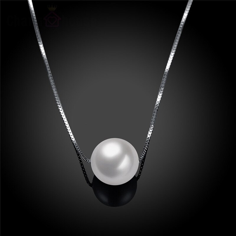 925 Sterling Silber Naturstein Shell Perle Anhänger Halskette für Frauen 16 zoll Box Kette Mme Collier Hochzeit Schmuck