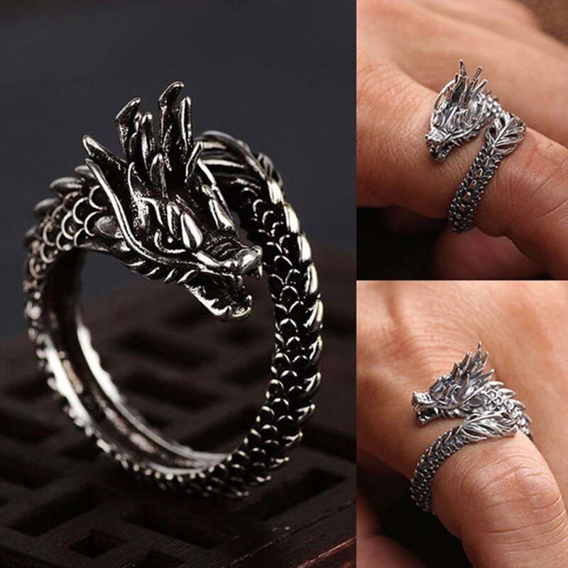 Adjustable Dragon Ring For Men Domineering Personality Jewelry Opening Rings