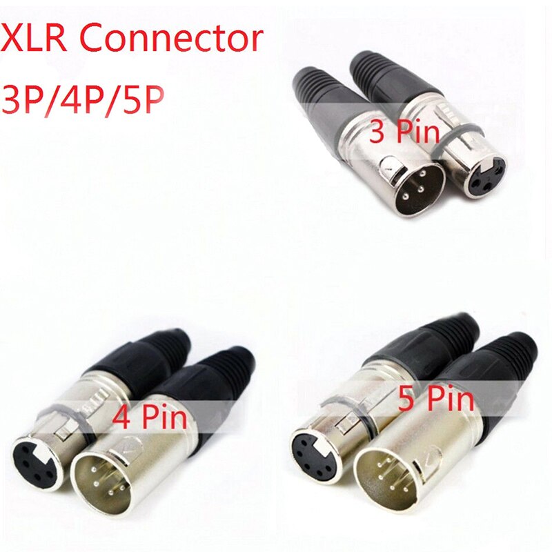 Mannelijke &amp; Vrouwelijke 3-Pin 4-Pin 5-Pin Xlr Microfoon Audio Kabel Plug Connectors Kanon Kabel terminals 1Pc