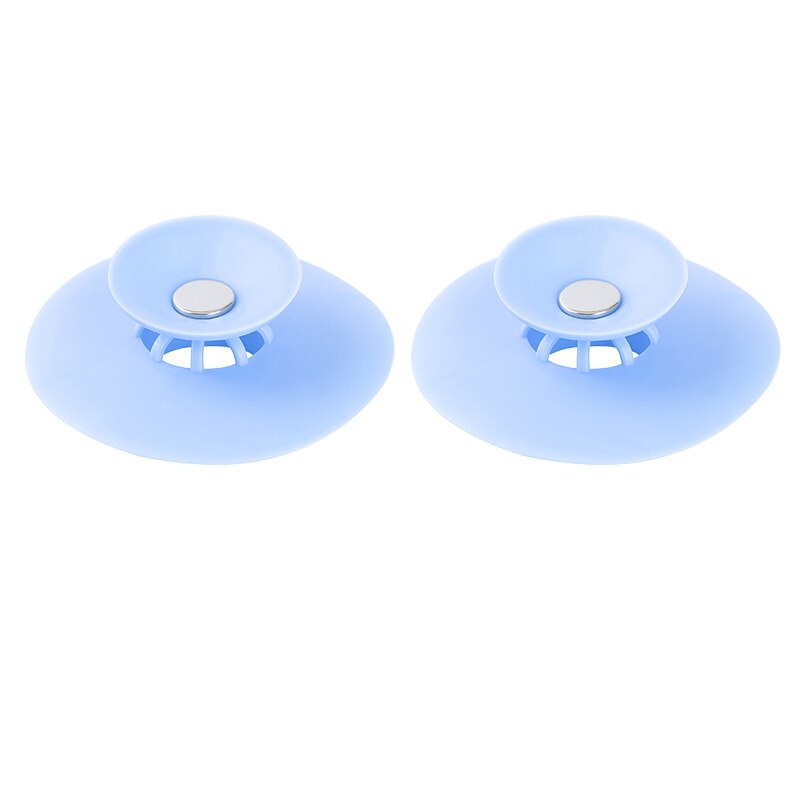 Silicone Floor Drain Hair Stopper Bathtub Plug Bathroom Kitchen Basin Stopper Sink Strainer Basin Water Stopper: 2 pcs Blue