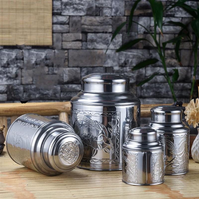 Stainless Steel Tea Canister Airtight Sealed Storage Jar Vacuum Grain Cereals Can Coffee Flour Milk Powder Sugar Tea Container