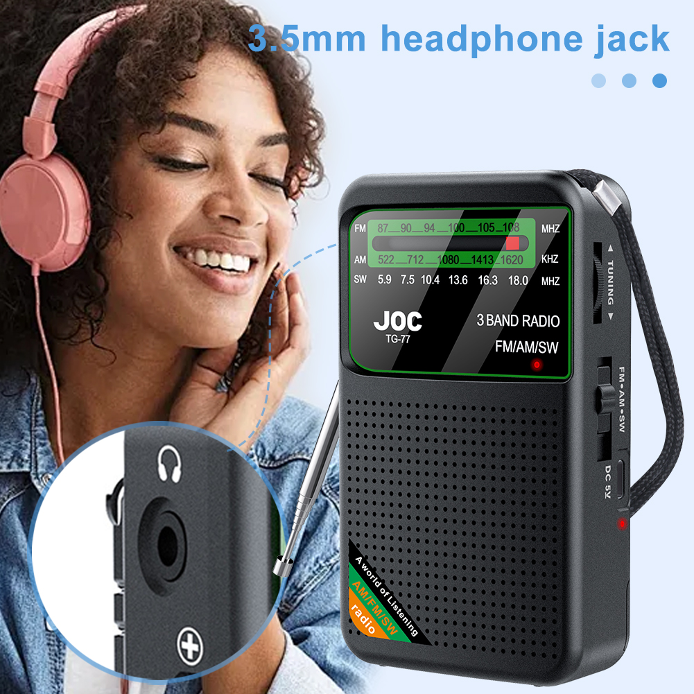 Radio portátil FM AM SW, Radio de banda completa, la mejor recepción, funciona con batería, pantalla de visualización HD, reproductor de Radio para personas mayores