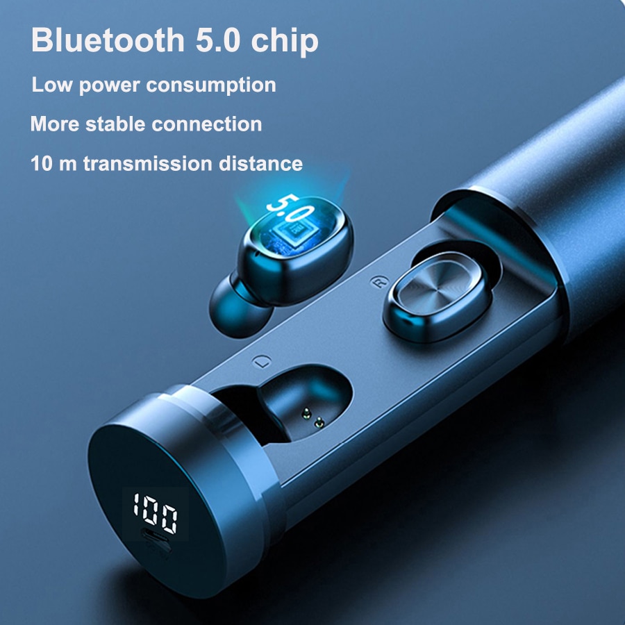 B9 TWS Bluetooth 5.0 Earbuds Power Display Wireless Earphone HIFI Sport Earbuds with MIC Gaming Music Headset For iOS&Android