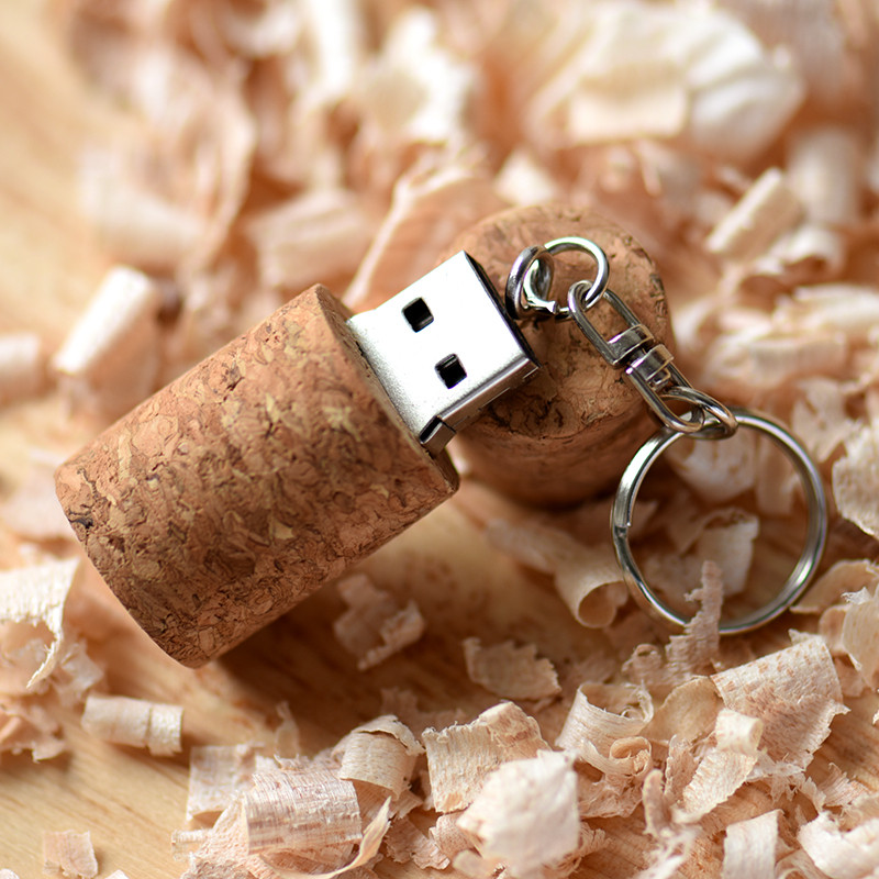 SHANDIAN Wooden cork USB flash drive wood bottle plug pendrive 4GB 16GB 32GB 64gb memory stick with keychain