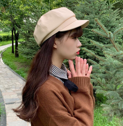 Ht2626 efterår vinter hatte til kvinder solide kvinder baretter damer læder hat vintage ottekantet nyhedsdreng cap artst maler beret hat