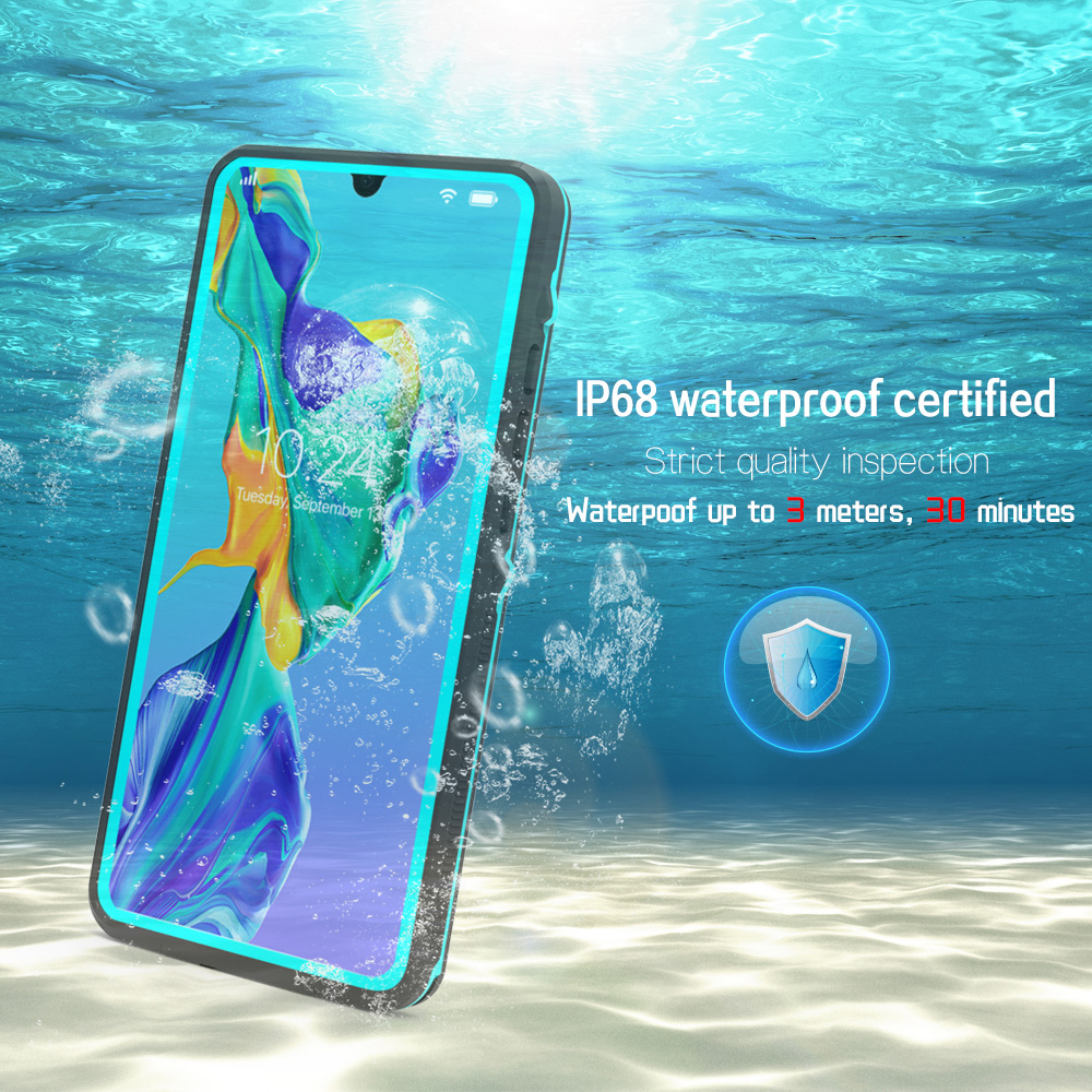 Diving  ip68 vattentätt skal till huawei  p30 pro-fodral, simma snötätt, dammtätt skal till huawei  p30 pro-fodral