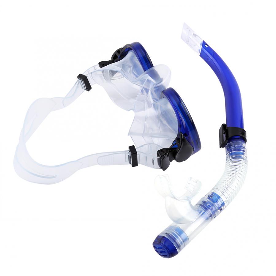 Diving Mask Snorkel Kit Swimming Scuba Tempered Glass Breathing Tube Silicone Mouthpiece Semi-dry Underwater Swim Mask Kit