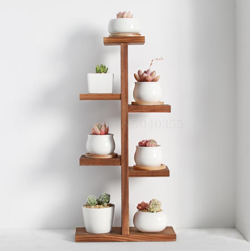 Solid wood desktop flower stand indoor multi-layer small flower stand green flower frame decoration living room window pot rack: VIP 10