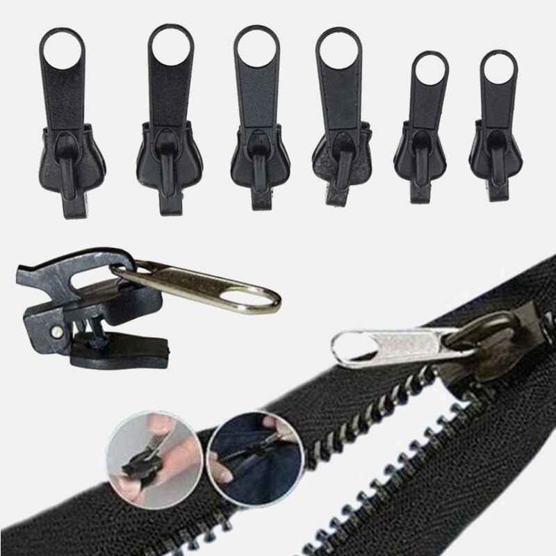 6 Pcs / set 3 # Universal Instant Fix Zipper Repair Kit Replacement Zip Slider Teeth Rescue Zippers For Sewing