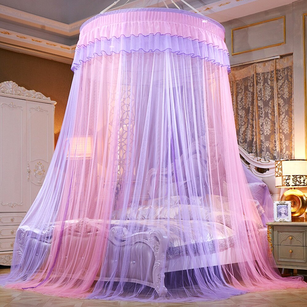 Bett Baldachin Aufgehängt Moskito-proof Net Runde Top Prinzessin Bett Zelt Vorhang Faltbare Baldachin Auf Die Bett Elegante Fee spitze Dossels