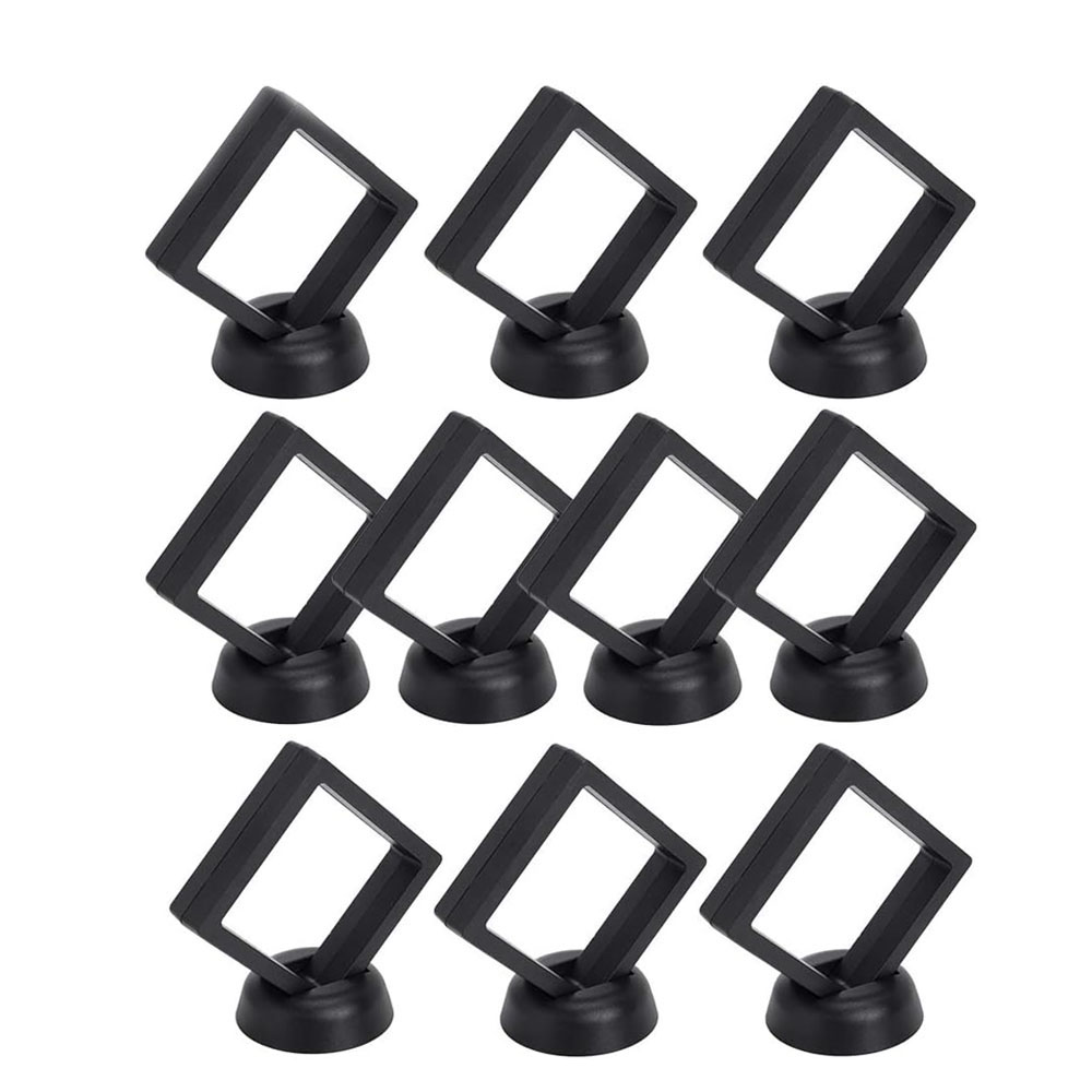10pcs Display Box 3D Floating Frame Jewelry Display Stand Shadow Box Ring Pendant Holder Jewellery Stone Presentation Case