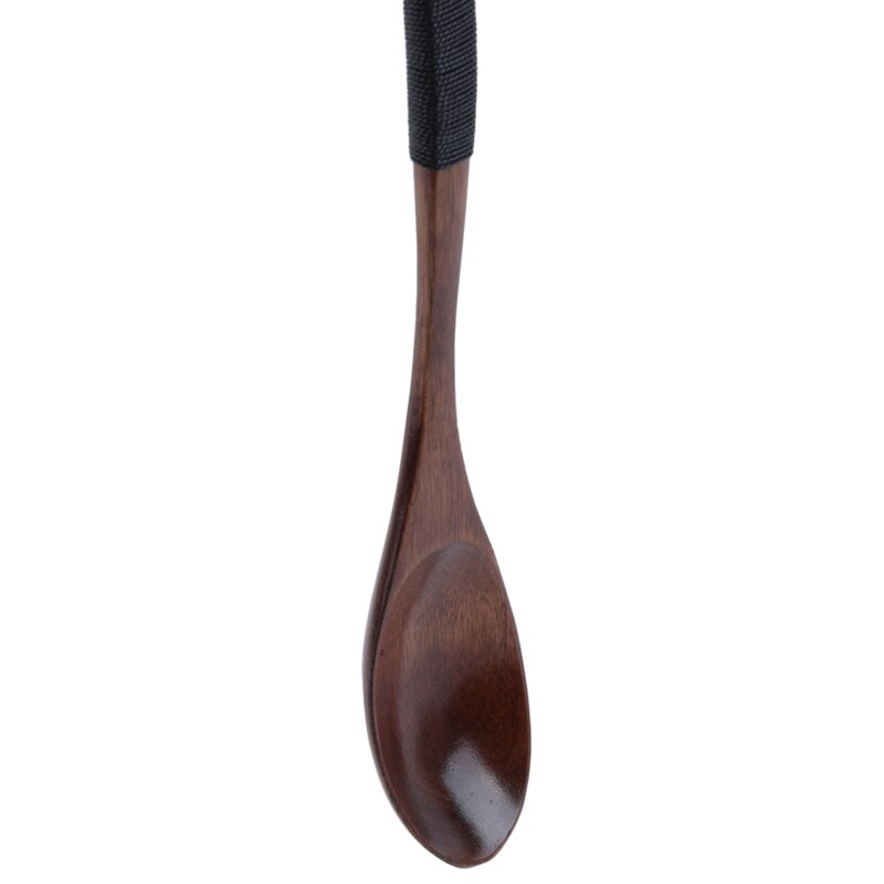 Cuchara larga plano medio empuñadura curva Nanmu delicado enredado respetuosos con el medio ambiente de cucharillas accesorios de cocina