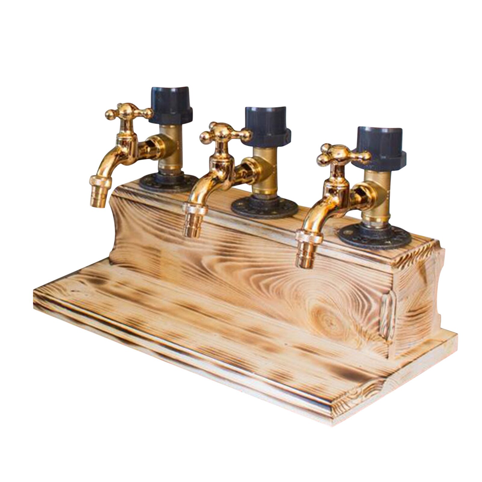 Wine Dispenser Wooden Faucet Holder Wine Whisky Beer Dispenser Rack Liquor Alcohol Wood Dispenser For Father Bar Accessory: A
