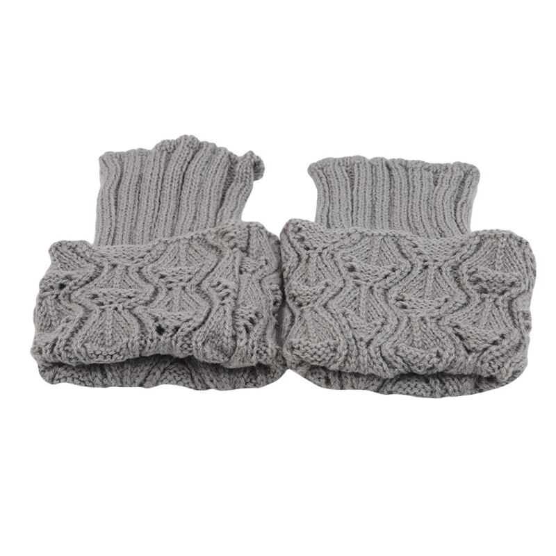 Dames gehaakte laarsmanchetten gebreide korte beenwarmers uitgeholde toppers laarzen enkelwarmers winter beenwarmers: Lichtgrijs