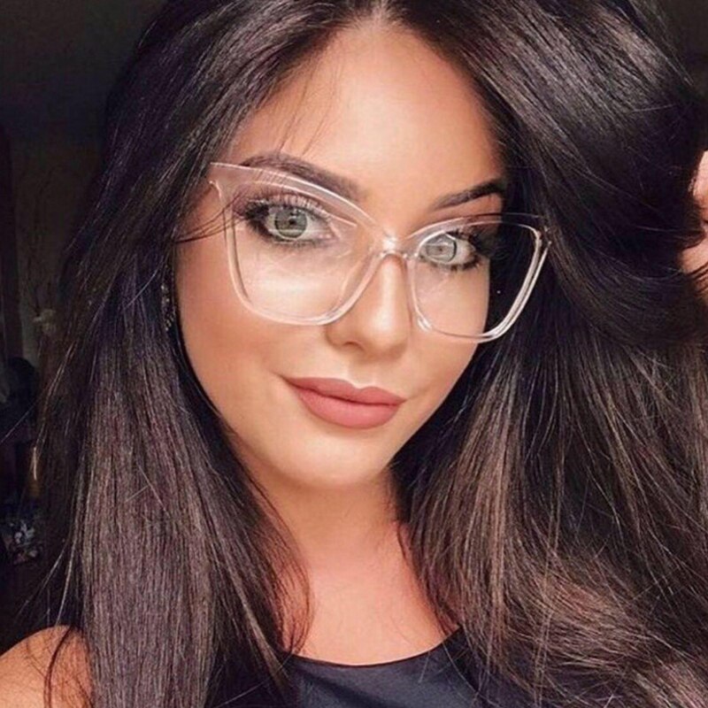 Lunettes œil de chat pour femmes, rétro, Transparent, sans dioptrie