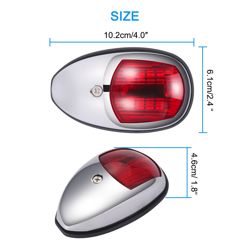 2 stk 12v led navigationslampe marine bagbord og styrbord lys til båd / yacht rustfrit stål