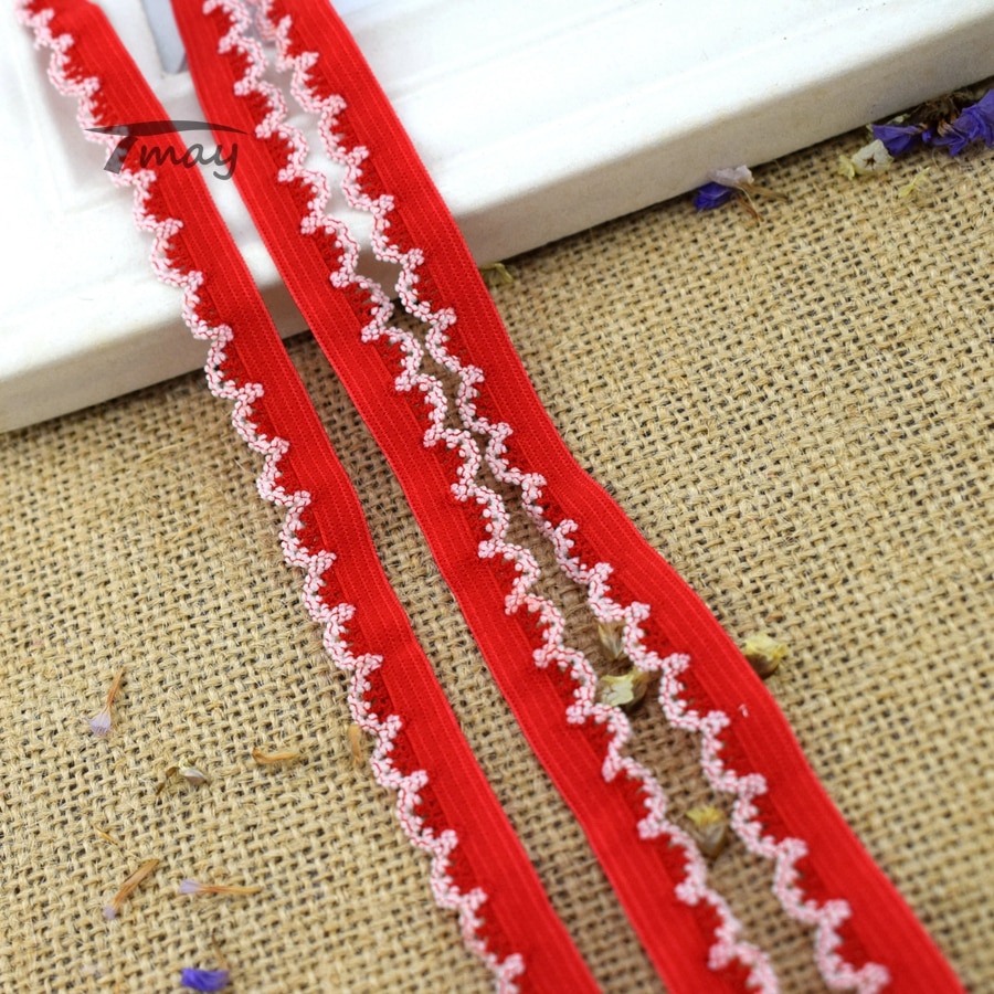 #219 rode en roze patchwork elastieken, nylon elastieken, broekondergoed, stretch kant, lint, babyhoofdbandjes, elastiekjes