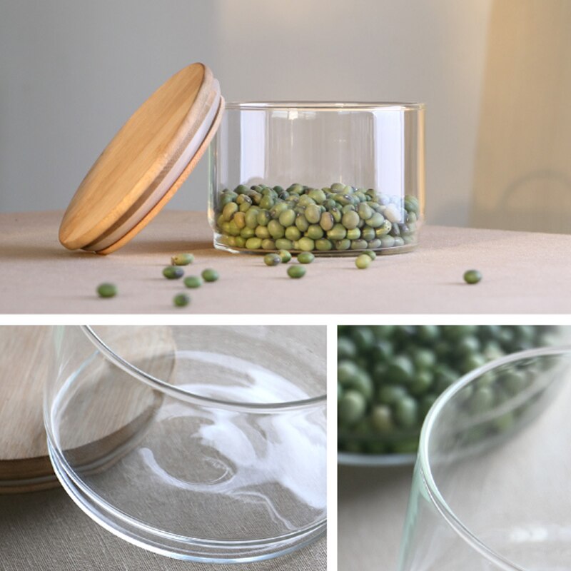 Tre lokk glass lufttett beholder kjøkken oppbevaringsflasker krukker matbeholder korn te kaffebønner flaske godterikrukkebeholdere