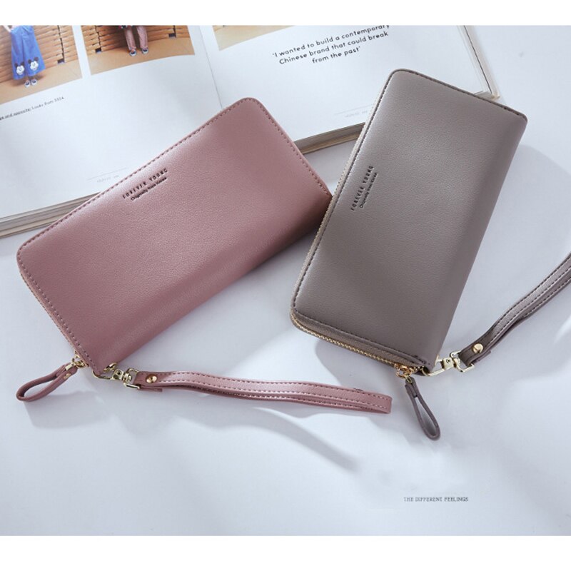 Wome pochette portefeuille grande capacité portefeuilles femme longue sac à main dame sacs à main téléphone poche porte-carte Carteras bracelet