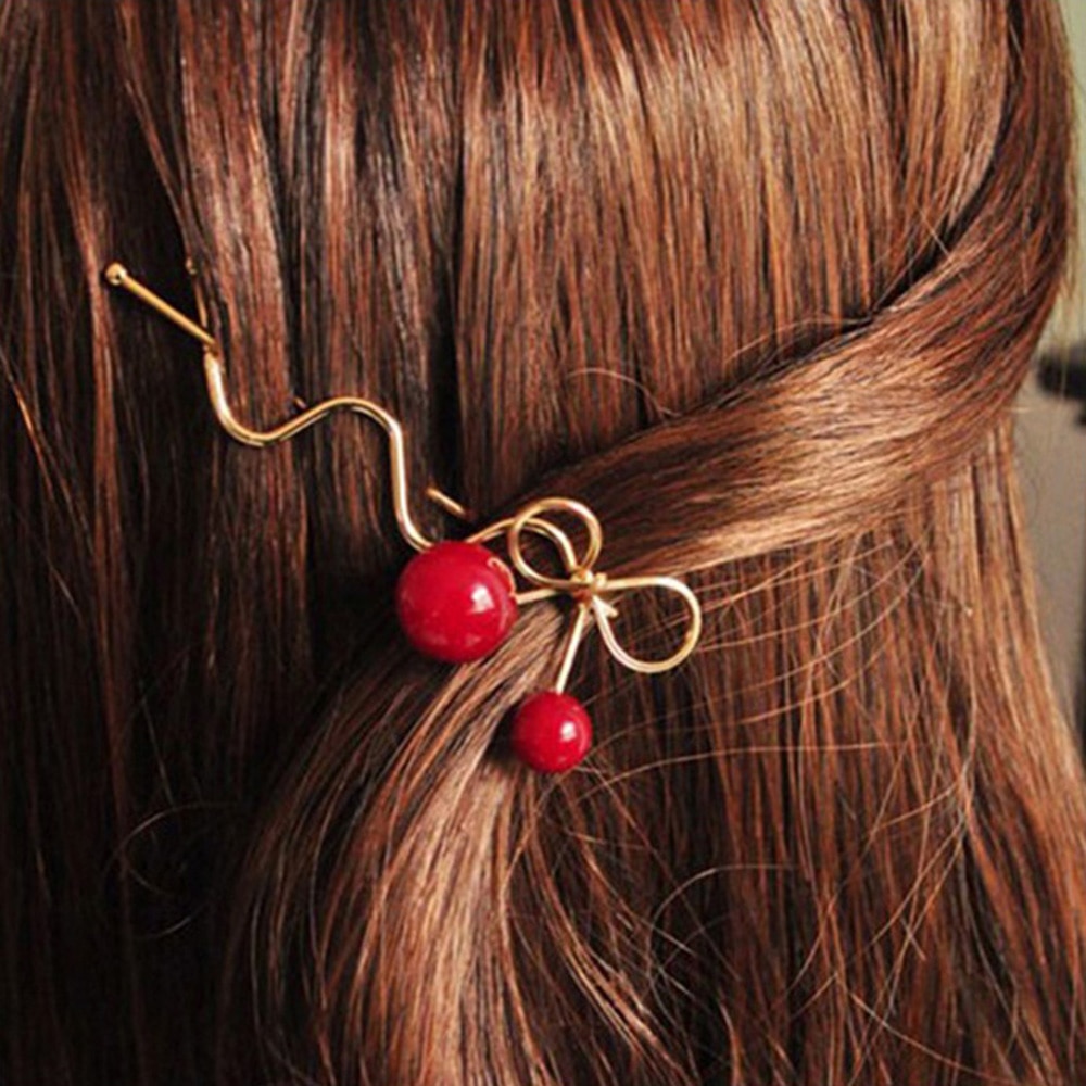 3Pcs Sweet Romantische Vrouwen Meisjes Koreaanse Cherry Vormige Boog Haarspeld Elegante Twist Haar Clip Hairgrip