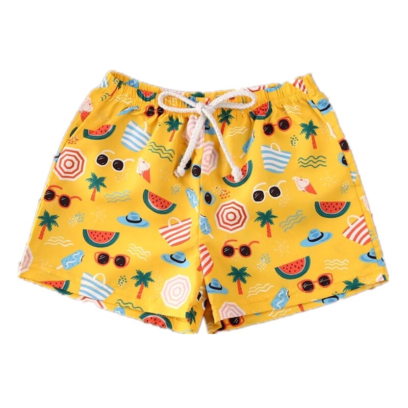 Bañadores con estampado de dibujos animados para niños pequeños, pantalones cortos de playa, traje de baño, ropa de baño de verano