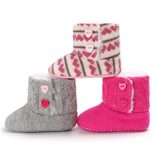 Bottes d'hiver pour -né | Chaussures chaudes unisexes en laine, à Crochet, à fond souple, bottes de neige mignons pour tout-petits 0-18M